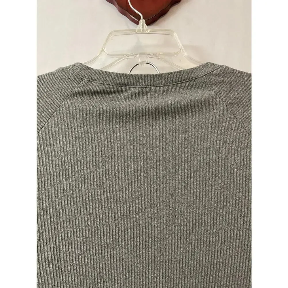 Womens Large Gray Ribbed Shirt & Shorts Comfy Pull-On Stretchy Lounge Set! A3037 - Picture 5 of 9